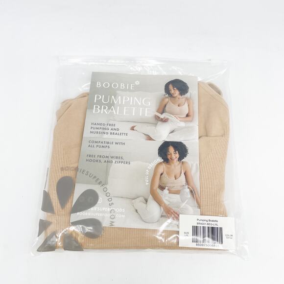 Boobie Women's Adaptive Pumping and Nursing Bralette Beige Size L/XL - Picture 2 of 3